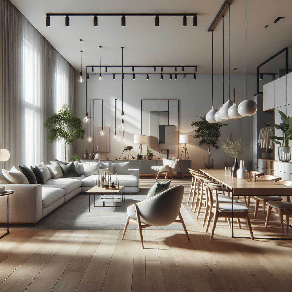 Realistic stock image of modern furniture showroom.